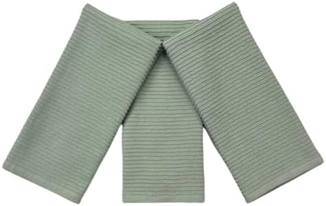 Miniatura 6 de Paños de cocina verde salvia 100% algodón paño suave limpieza secado absorbente rizo acanalado bucle juego de 3 multiusos para uso diario