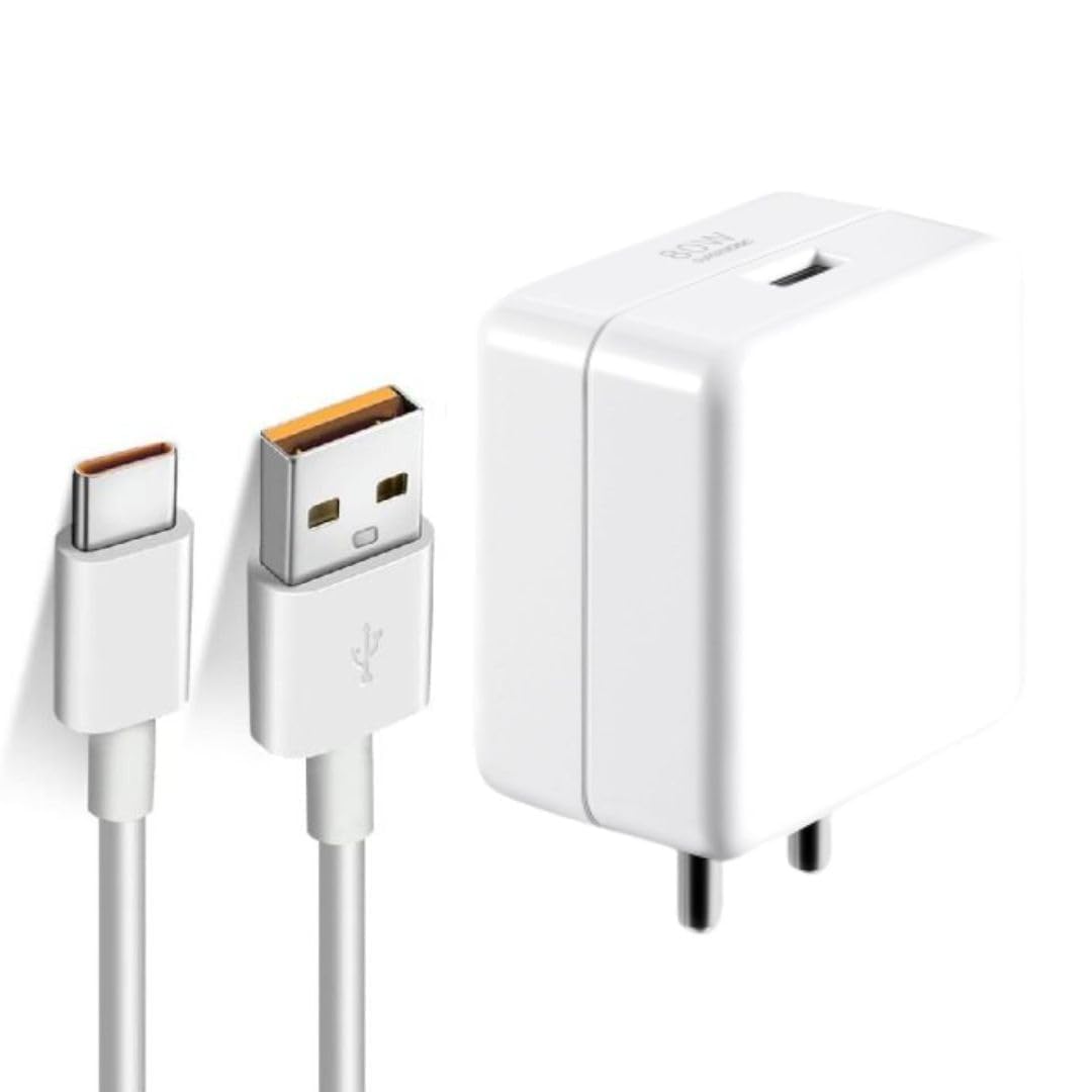 80W Type-C Charger for Op-po Reno15 F Original QC Adapter Type C 3.0A High Speed Fast Turbo Charge QC 3.0 Smart SinglePort with 1m Type-C Charging & Sync Cable (White, Dash, SE.AN9)-image-17