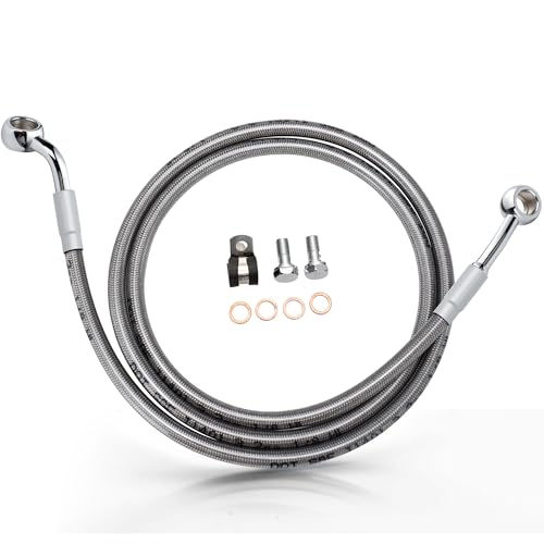 MoKitDora 50.5" Front Hydraulic Brake Lines Extended Brake Cable Oil Hose for Harley 2007-2017 Dyna Street Bob Super Wide Glide 2000-2015 Softail 14" Handlebar without ABS, Chrome