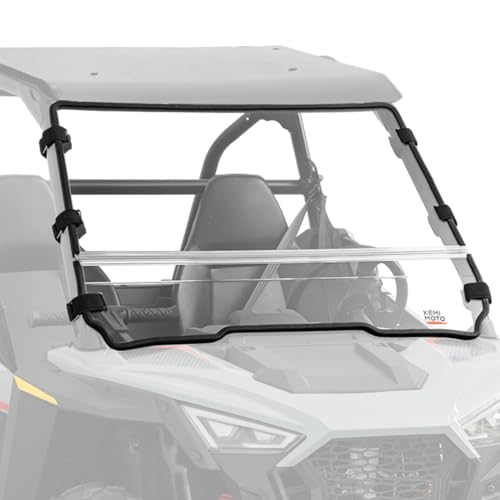 KEMIMOTO Flip-Up Folding Windshield Compatible with Polaris RZR 200 2022-2026 Upgraded Flip-Up Ventilated 1/4 Scratch Resistant Clear Window UV Protection & Heavy-Duty Replace #2884570 Accessories