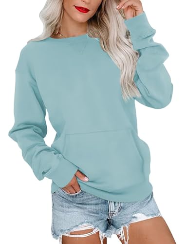 Image of Ovanviso Womens Long Sleeve Sweatshirt Casual Crewneck Cute Pullover Tops Lightweight Sweatshirt with Pocket