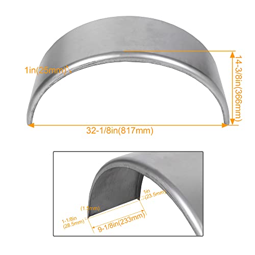 Hecasa Steel Round Single Axle Trailer Fenders And Fender Backs Fits 14” To 16” Wheels - 32” X 9” X 15” (2Pcs) #TOP2