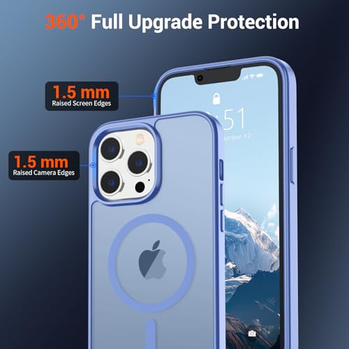 Image of SUPFINE Magnetic for iPhone 12 Pro Max Case (Compatible with MagSafe) (Military Grade Drop Protection) Slim Translucent Matte Shockproof with Anti-Fingerprint Phone Case,Blue Purple