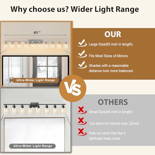 Image of IZORRO Bathroom Light Fixtures, Modern Vanity Lights, Bathroom Lighting Fixtures Over Mirror with Clear Glass Shade, Wall Sconce for Living Room Cabinet Bedroom (Brushed Nickel, 10-Light)