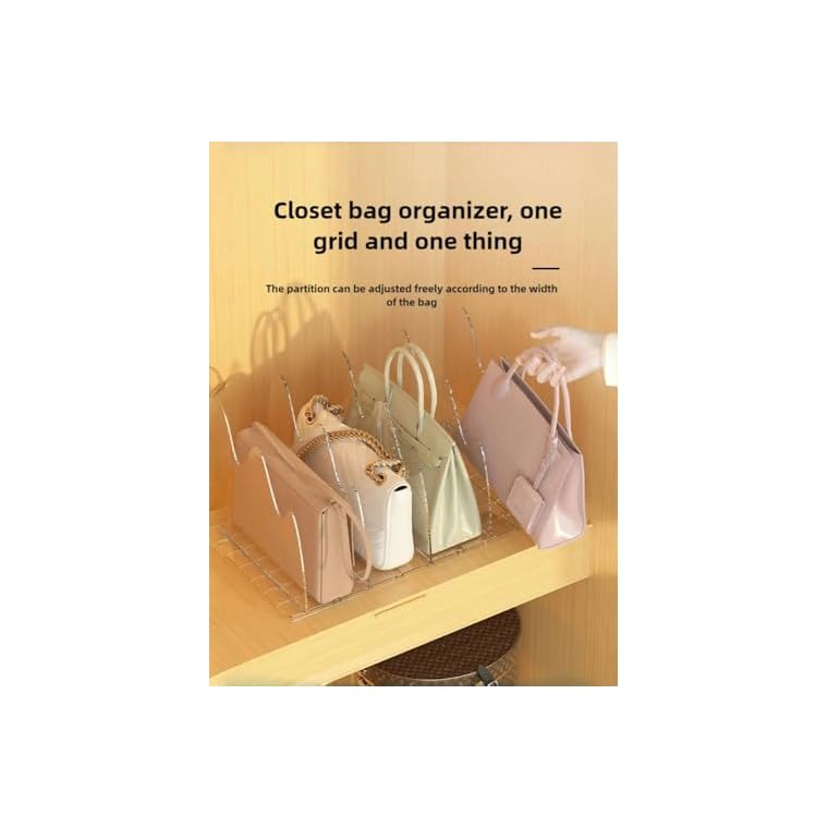 KKPOT Adjustable Acrylic Purse Organizer for Closet - Handbag Storage Shelf with Dividers, Clear Multi-Use for Purses, Bags, Office/Kitchen for Women (Extended base+5 partitions 2set, Wave) - Image 4