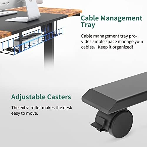 MAIDeSITe Electric Standing Desk Height Adjustable Standing Desk Sit Stand Desk with Memory Control and Anti-Collision Technology for Home Working(140 * 70cm,Black Frame+ Rustic Brown Desktop)