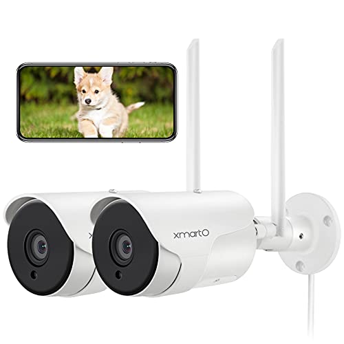xmartO WG3034 2k Security Camera Outdoor, Security Camera Outdoor Wireless WiFi with 2-Way Audio, Night Vision Motion Detection Notification Cloud and SD Card Storage (Needs Plug for Power)