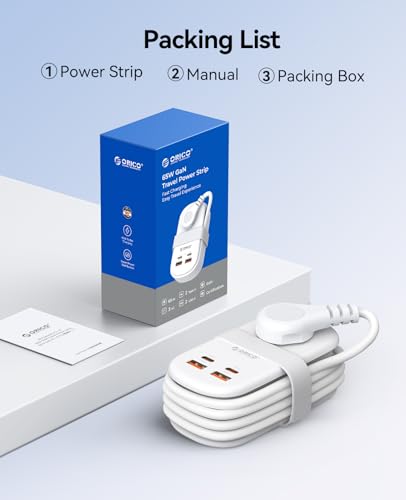 65W ORICO 7-in-1 GaN USB Travel Power Strip Charging Station - image 9