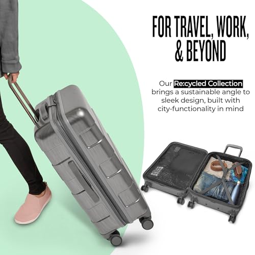 Solo New York 26" Check In Spinner - Checked Luggage for Travel, Suitcase with Wheels, Hardside Rolling Bag for Men & Women, Expandable Body, Lightweight, Interior Compression Straps - Re:Serve, Gray4