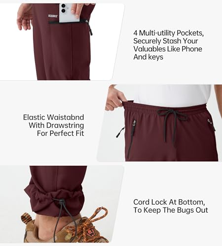 Mens Stretch Hiking Pants Cargo Quick Dry Lightweight Water Resistant Outdoor Fishing Pants Adjustable Bottom Pockets4