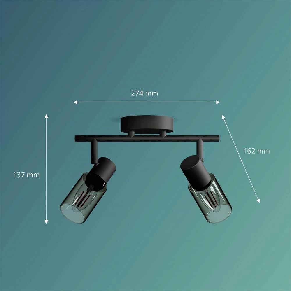 Philips Palms Spot, 2 faretti, 25W, attacco GU10, lampadina non inclusa, Grado di Protezione IP20, Nero