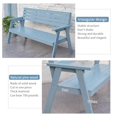 Banc d'extérieur en bois de pin cyan 120 cm résistant aux intempéries - 4