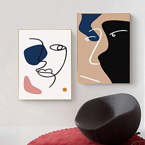 Art toile peinture nordique affiche visage femme abstraite 60x80cm salon