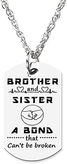 Brother and Sister Necklaces Gift for Sister Brother A Bond That Can't Be Broken Necklace for Brother Sister Birthday Christmas Gifts for Men Women Sibling Necklace Gifts for Brother Sister