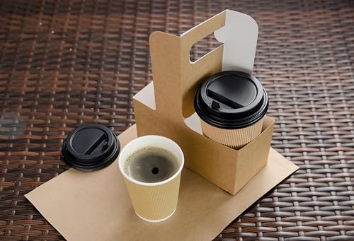 2 Cup Kraft Cardboard Beverage Carrier (Pack of 10) - Durable Drink Carriers for Hot or Cold Beverages - Perfect for Party Favors, Gift Baskets, Food Delivery Service, Door Dash, Uber Eats by C-Store Packaging - Used condition - Image 6