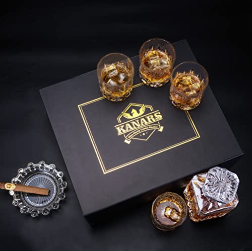 KANARS Whiskey Decanter And Glasses Set in Unique Gift Box - Original Crystal Liquor Decanter Set For Bourbon, Scotch, Vodka, Rum or Whisky, 5-Piece, Gifts for Men Dad by KANARS - Image 6