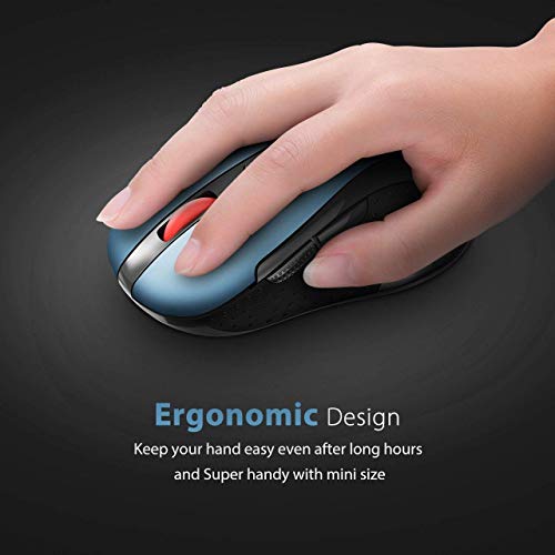 VicTsing Wireless Mouse for Laptop, 2.4G Portable USB Mouse Computer Mouse, Fit Hand Nicely, 5 Adjustable DPI, Page Down/Up Buttons, 20 Months Battery Life , Designed for PC, Desktop, Laptop(Blue)