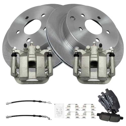 Image of TRQ Rear Brake Pad & Rotor Kit Ceramic Compatible with 2003-2007 Nissan Murano