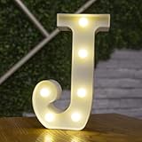 Ter Letra del alfabeto, luces LED luminosas con números, decoración de batería, luz nocturna para el hogar, boda, cumpleaños, decoración de fiesta de Navidad (J,16 cm / 6.3 pulgadas)