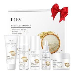 Rice Skincare Set, Anti Aging Face Care Gift Sets for Women 5 Pcs – Cleanser, Toner, Lotion, Serum, Face Cream, Reduce Wrinkles & Hydrate Skin, Hydrating Skincare Set for All Skin Types
