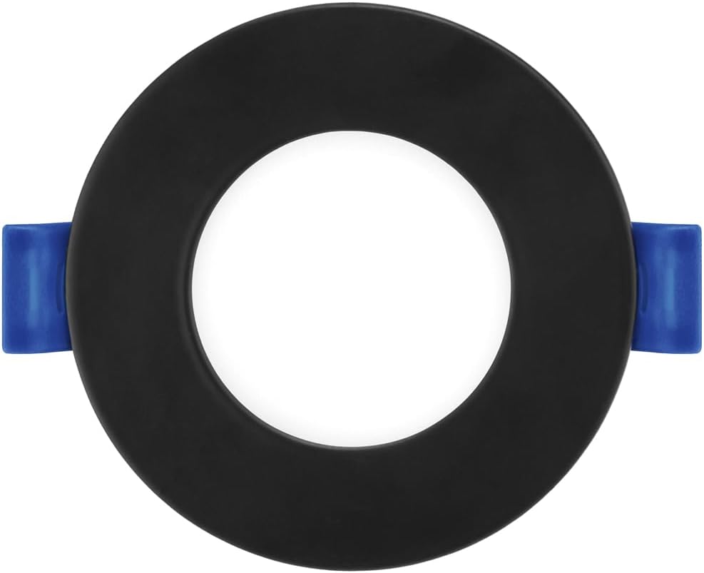 Maxxima 3 in. 5 CCT Ultra Thin Recessed LED Downlight, 400 Lumens, Slim Canless Light, IC Rated, 5 Color Temperature Selectable 2700K/3000K/3500K/4000K/5000K, Dimmable, Black Trim, J-Box Included