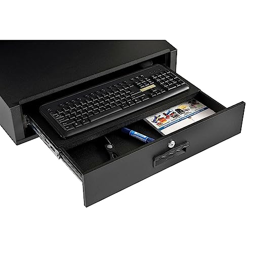 Image of Global Industrial LCD Counter Top Security Computer Cabinet, 24 inch Diagonal Maximum Monitor Size, Steel Construction, Black, 24-1 /2 inchW x 22-1 /2 inchD x 29-1 /2 inchH