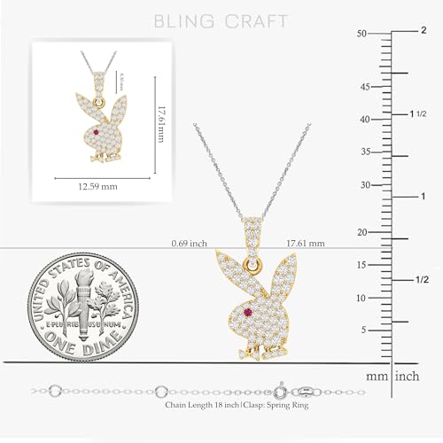 Bunny Pendant for Men Round Moissanite Hip Hop 14k Gold Plated 925 Sterling Silver4