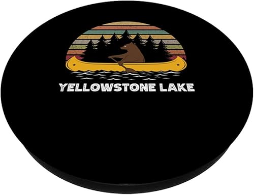 Miniatura 2 de Cedar Creek Lake Vintage retro sunset Bear Canoe outdoor PopSockets Swappable PopGrip