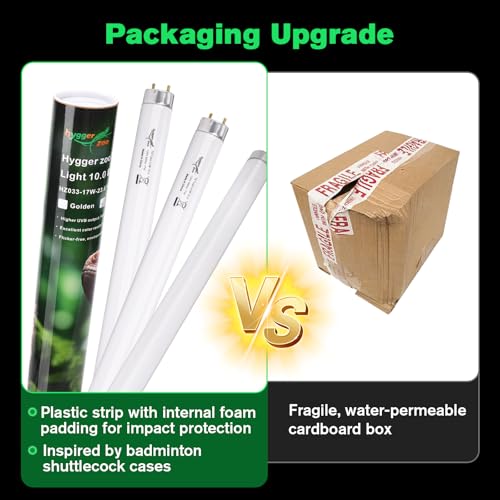 Image of 3-Pack UVB Reptile Light 10.0 Bulb 17W T8 Fluorescent Desert Lamp UVA for Bearded Dragon Tortoise Reptile & Amphibian