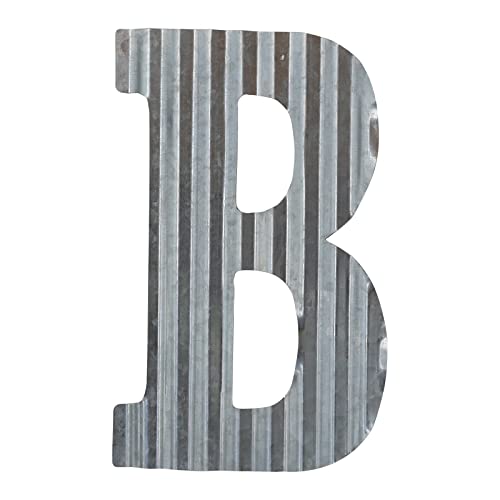 COLLECTIVE HOME - 12" Metal Letter Wall Decor, Galvanized Steel Numbers, Rustic Hanging Decor Symbols, Corrugated Metal Decoration, House Number (B)