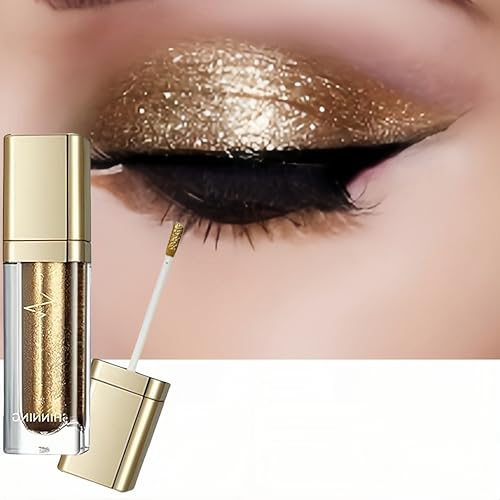 Cutiolly Fard à Paupières Liquide Paillette, Ombre à Paupières Imperméable, Scintillant, Maquillage Chatoyant Stylo, Brun, 5 ml (Lot de 1)