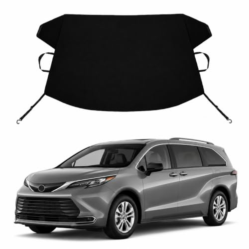 Image of Sienna Mini Van Custom Windshield Cover for Ice and Snow to-yo-ta Sienna Mini Van Heavy Duty 600D Oxford Fabric Windshield Protector Fit Waterproof Frost Snow Cover Winter Car Accessories
