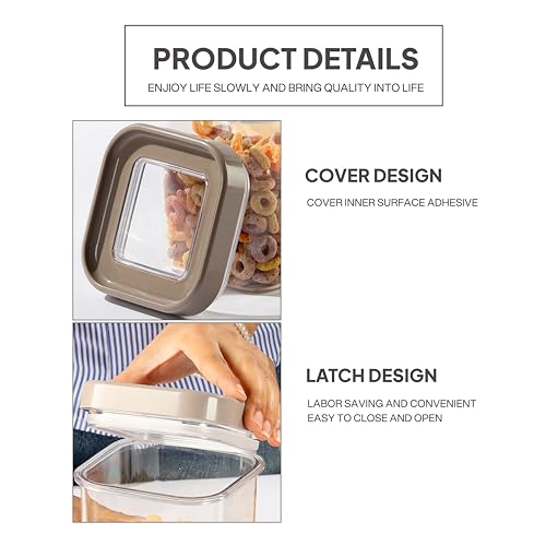 Image of CELLO Airlock Square Pet Storage Jar for Kitchen Set of 2 Pcs, 900 ml Walnut Brown | Freezer & Fridge Safe Stackable Kitchen Storage Container Jar Set for Meal Prep Ingredient Cookies Flour Candy