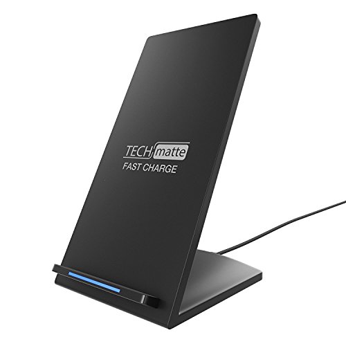 TechMatte Fast Charge Wireless Charging Stand Compatible with iPhone 11, 11 Pro, 11 Pro Max, XS, XS Max, XR (7.5W) Samsung Galaxy S20, S20 Plus, S20 Ultra,Note 10, 9, 8, S10, S9 (10W)