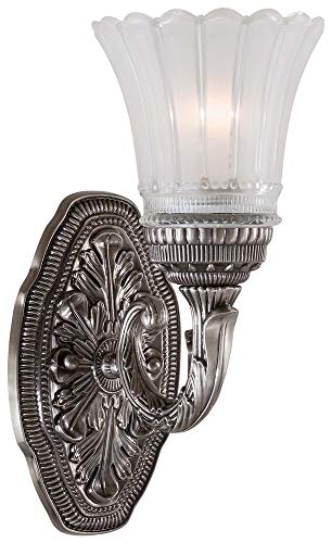 Minka Lavery 5761-2560-84 Europa - 1 Light Traditional Bath Vanity in Traditional Style - 11.25 inches tall by 5 inches wide, Brushed Nickel Finish with Etched/Clear Glass
