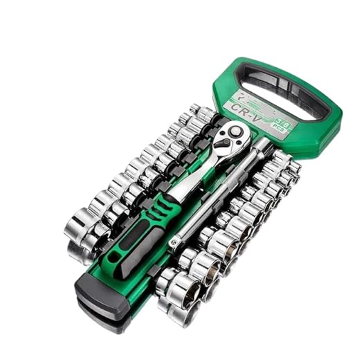 BUUNHI Socket Wrench Sets 1/4 3/8 1/2 Inch Ratchet Wrench 72 Tooth Drive Ratchet Socket Wrench Tool DIY Hand Tool Ratchet Handle Wrench Socket Adapter(3-8 20pcs Sets)