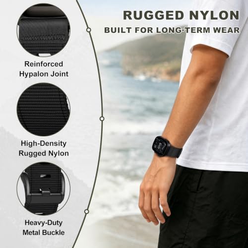 Image of Tactical Nylon Bands for Apple Watch Ultra 3 2 Band Series 11-1 /SE Men | Rugged Breathable Fabric, Nato Adjustable Sport Strap with Reinforced Connector for iWatch Ultra 49mm 46mm 45mm 44mm 42mm L