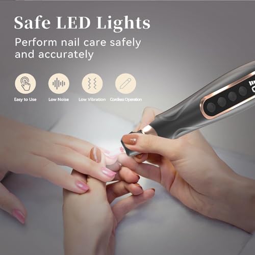 XunmotorYao Ponceuse Ongle Professionnelle 15 en 1 Lime a Ongle Electrique Sans Fil Avec LED écran Numérique Lime a Ongle Electrique 6 Vitesse Réglable Kit de Manucure Pédicure,Noir – vue 5