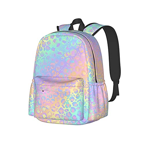 Sac à dos portable 17 pouces léopard arc-en-ciel spacieux pour l'école