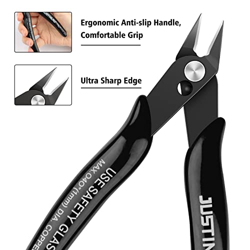 2Pcs 5 Inch Small Flush Cutters Wire Snips Clippers Diagonal Cutters, Wire Cutter Soft Copper Wire Snips And Side Cutting Pliers For Electronic, Model, Jewelry Making (Black) #TOP2