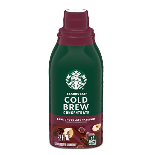 Starbucks Cold Brew Coffee Concentrate, Dark Chocolate Hazelnut Flavored Iced Coffee, 32 fl oz