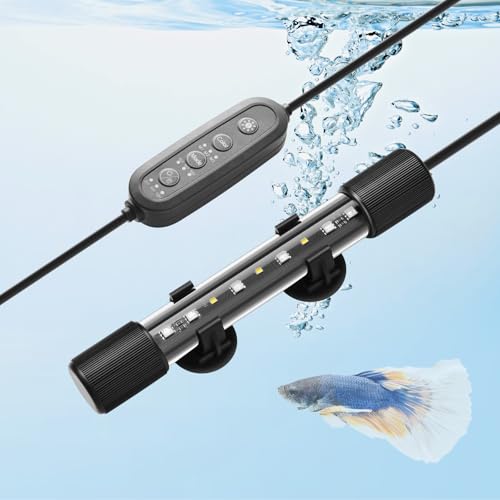 FEDOUR 18CM Aquarium Led Beleuchtung, 24/7-Modus Aquarium LED Licht mit Vollspektrum RGBW LEDs, IP68 Wasserdichte Fisch Tank Lampe mit Dimmen, Timer- und Farbverstellung