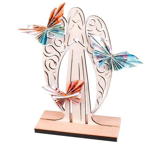 Schutzengel aus Holz als Geldgeschenk, dekorative Engel Figur als DIY...