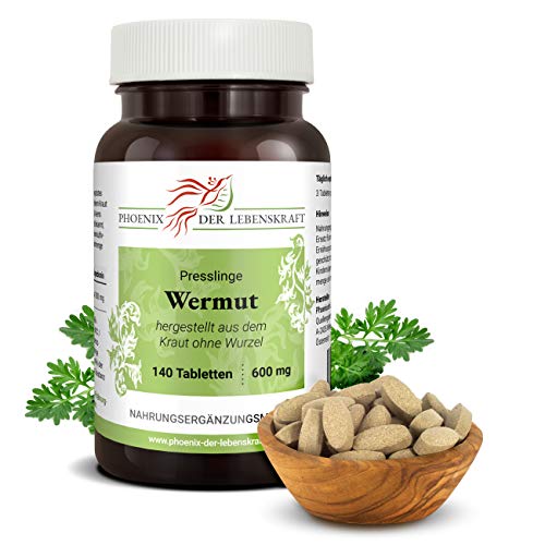 Wermut Tabletten à 600mg (Artemisia absinthium, bitterer Beifuß), 140 Tabletten, Premium Qualität, Hergestellt in Österreich, Tabletten statt Kapseln, Vegan thumbnail