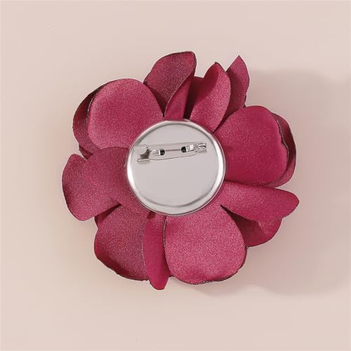 Image of Handmade Satin Fabric Rose Flower Extra Large Big Brooches Lapel Pins for Women Elegant Vintage Big Camellia Flower Brooch Pin for Women Girls Wedding Part Dance Dress Suit Clothes Accessories Jewelry Gifts
