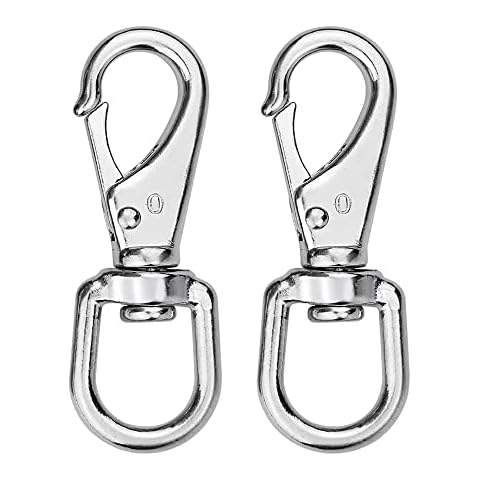 BuxiuGK 2 Stück Karabinerhaken mit 360°Grad drehbarem Ösenring,Karabiner Haken Wirbelkarabiner aus Edelstahl Schnapphaken Drehbar Snap Hooks für Hundehalsband Schnellverschluss Cover