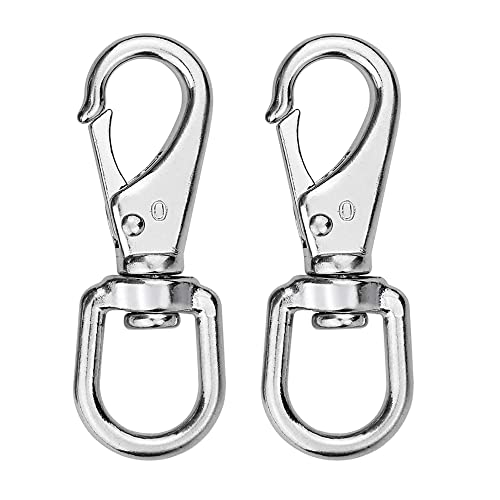 BuxiuGK 2 Stück Karabinerhaken mit 360°Grad drehbarem Ösenring,Karabiner Haken Wirbelkarabiner aus Edelstahl Schnapphaken Drehbar Snap Hooks für Hundehalsband Schnellverschluss