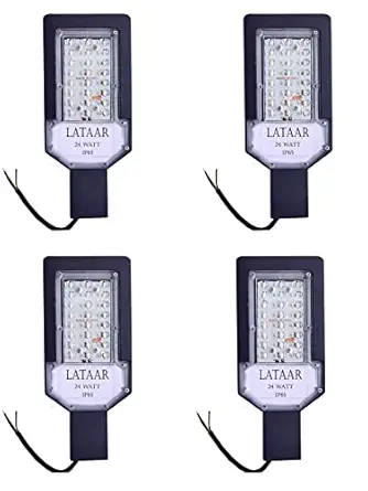 Lataar waterproof Led Lens street light for outdoor purposes with wall Mount clamp. (PACK OF 4, 24 WATT)