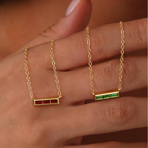 Turandoss Birthstone Necklace for Women, Dainty 14K Gold Plated 12 Months Birthstone Layered Necklaces, Trendy Birthday Jewelry Gifts for Women Teen Girls 5