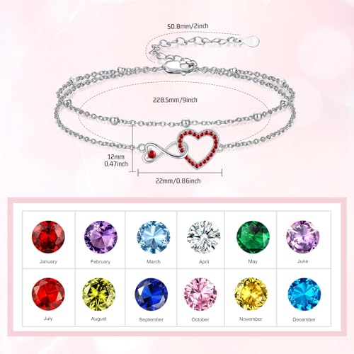 Image of Anklet for Women 925 Sterling Silver Double Infinity Ankle Bracelet Waterproof Summer Jewelry Anniversary Birthday Gifts for Her